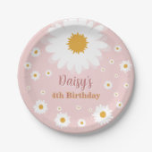 デイジーピンクの誕生日 ペーパープレート (正面)