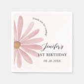 デイジーピンクガール最初の誕生日パーティー スタンダードカクテルナプキン (正面)