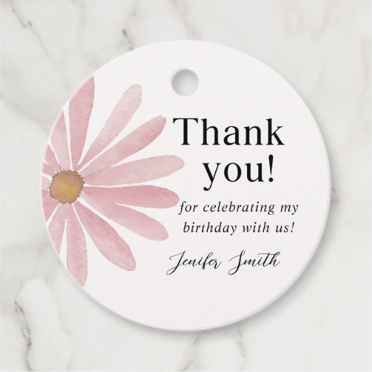 デイジーピンクガール最初の誕生日パーティー フェイバータグ (正面)