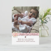 デイジーピンクリボン宗教的フォト招待状 招待状 (スタンド正面)