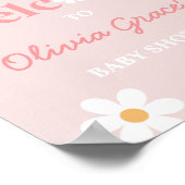 デイジーピンクレトロピースラブベビーシャワーウェルカムポー ポスター (角)