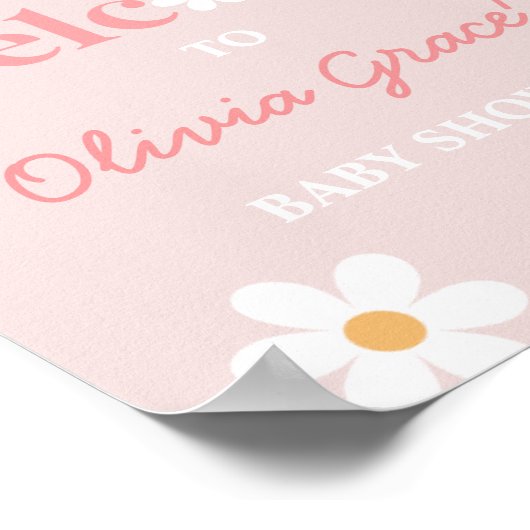 デイジーピンクレトロピースラブベビーシャワーウェルカムポー ポスター (角)