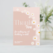 デイジーピンクワイルドワンガール1stバースデー感謝してい サンキューカード (スタンド正面)