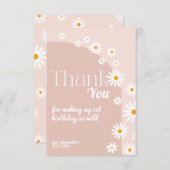 デイジーピンクワイルドワンガール1stバースデー感謝してい サンキューカード (正面/裏面)