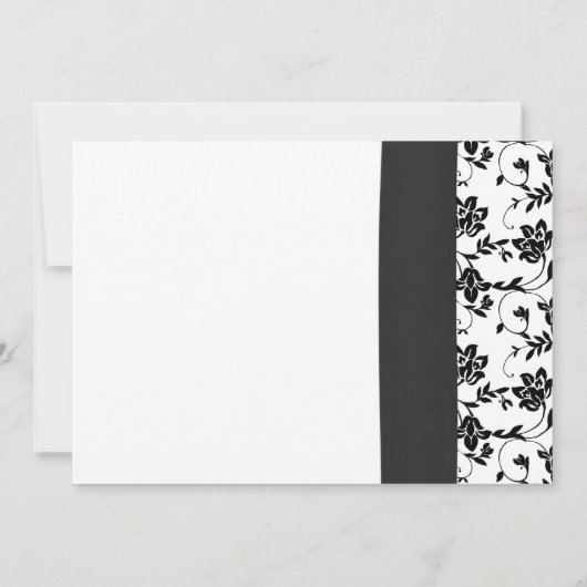 デイジーピンク白黒フローラ結婚式招待状 招待状 (裏面)