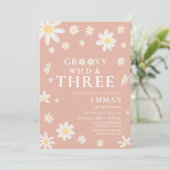 デイジーピンク赤面子供の誕生日 招待状 (スタンド正面)