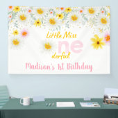 デイジーピンク金ゴールドリトル恋しく思オネダーフル誕生日 横断幕 (トレードショー)