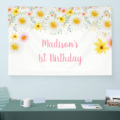 デイジーピンク金ゴールドワイルドワン第1誕生日 横断幕 (トレードショー)