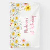 デイジーピンク金ゴールドワイルドワン第1誕生日 横断幕 (縦)