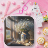 デイジーファッションドブーケ付き古いミルク缶 ペーパープレート (パーティー)