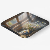 デイジーファッションドブーケ付き古いミルク缶 ペーパープレート (傾斜あり)