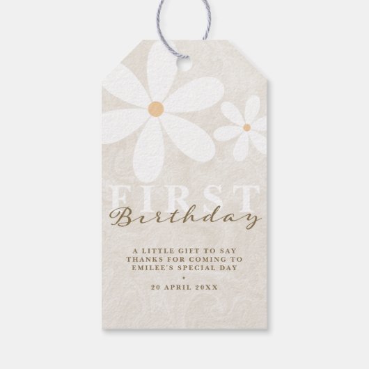 デイジーファースト誕生日をテーマにしたパーティーありがとう ギフトタグ (裏面)