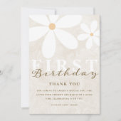 デイジーファースト誕生日をテーマにしたパーティーサンキューカード 招待状 (正面)