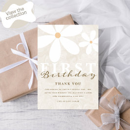 デイジーファースト誕生日をテーマにしたパーティーサンキューカード 招待状