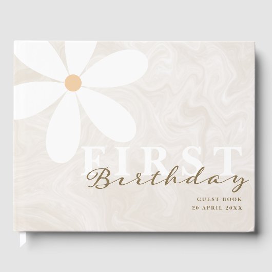 デイジーファースト誕生日をテーマにしたパーティー ゲストブック (正面)