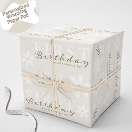 デイジーファースト誕生日をテーマにしたパーティー ラッピングペーパー