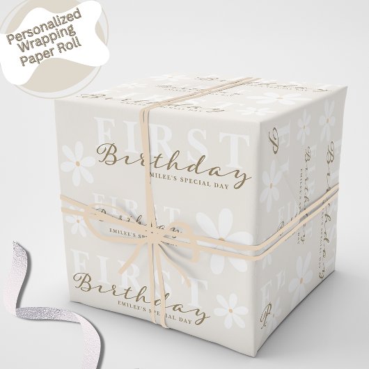 デイジーファースト誕生日をテーマにしたパーティー ラッピングペーパー