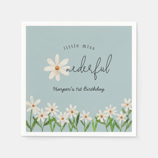 デイジーファースト誕生日リトル恋しく思オネダーフル スタンダードカクテルナプキン (正面)