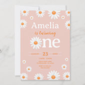 デイジーファースト誕生日招待状、ボホピンクフローラ 招待状 (正面)