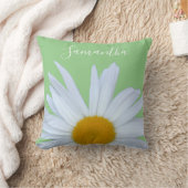 デイジーフォトグリーンエレガントホワイトスクリプト クッション (ブランケット)