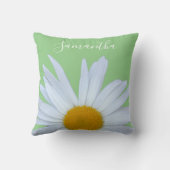 デイジーフォトグリーンエレガントホワイトスクリプト クッション (裏面)
