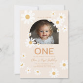 デイジーフォトファースト誕生日招待状 招待状 (正面)