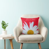 デイジーフォトレッドエレガントホワイトスクリプト クッション (椅子)