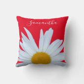 デイジーフォトレッドエレガントホワイトスクリプト クッション (裏面)
