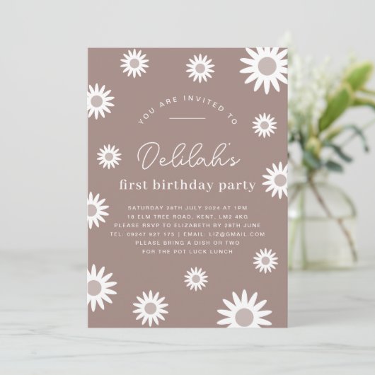 デイジーフォト誕生日招待状 招待状 (スタンド正面)