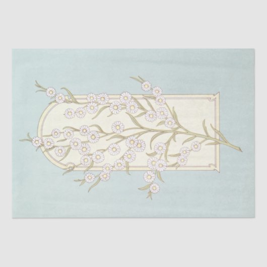 デイジーフラワーアーチティール（緑がかった色）ブルーデカップアート 薄葉紙 (正面)