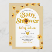 デイジーフラワーアーチボホベイビーシャワーヒマワリ 招待状 (正面/裏面)