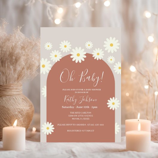 デイジーフラワーアーチ赤ちゃんシャワー 招待状
