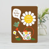 デイジーフラワーガーデンガールバースデーパーティー招待 招待状 (スタンド正面)