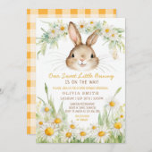 デイジーフラワーガーデンバニーラビットベビーシャワー 招待状 (正面/裏面)