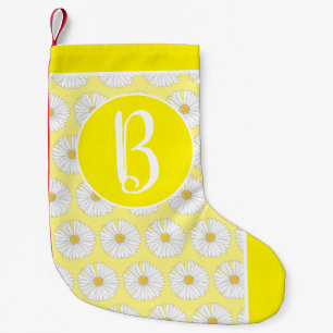 デイジーフラワーガーデンパーティーフローラプリントデイジー スモールクリスマスストッキング