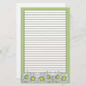 デイジーフラワーグリーンフローラスケッチ裏打ち 便箋 (正面/裏面)