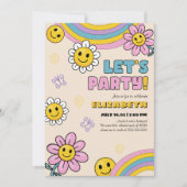 デイジーフラワーグルービーレトロ誕生日招待状カード 招待状 (正面)