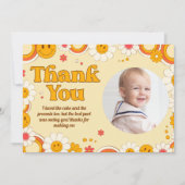 デイジーフラワーグルーヴィ誕生日サンキューカード 招待状 (正面)