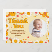 デイジーフラワーグルーヴィ誕生日サンキューカード 招待状 (正面/裏面)