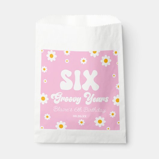 デイジーフラワーシックスグルービー年6歳バースデーパーティー フェイバーバッグ (正面)