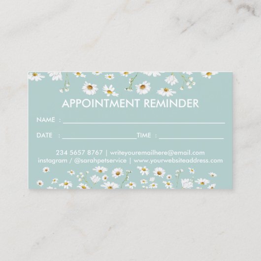 デイジーフラワーズドッググルームシッターアポイントメント 名刺 (裏面)