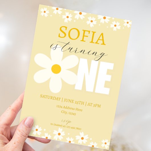 デイジーフラワーズファースト誕生日招待状 招待状