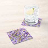 デイジーフラワーズ水玉模様サマーフラワーズフローラアート スクエアペーパーコースター (インサイチュ)