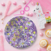 デイジーフラワーズ水玉模様サマーフラワーズフローラアート ペーパープレート (パーティー)