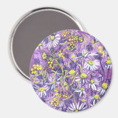 デイジーフラワーズ水玉模様サマーフラワーズフローラアート マグネット (正面/裏面)