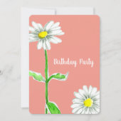 デイジーフラワーバースデーパーティー招待オレンジ 招待状 (正面)