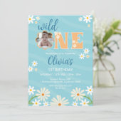 デイジーフラワーフォトワンガールデイジー1st誕生日 招待状 (スタンド正面)