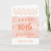 デイジーフラワーフローラウォーターカラー80th誕生日 カード (正面)
