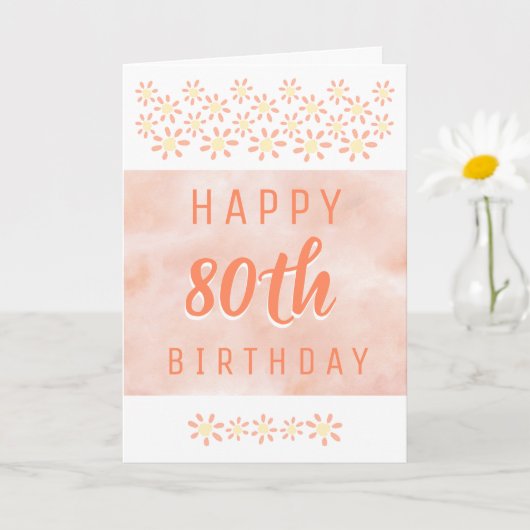 デイジーフラワーフローラウォーターカラー80th誕生日 カード (小さな植物)