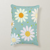 デイジーフラワーフローラルパターガーリーンレインボーパステル アクセントクッション (裏面(縦))